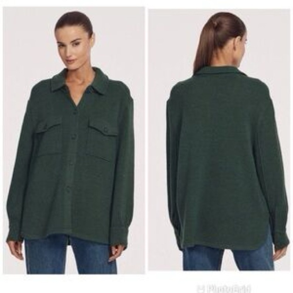 360 Sweater Italian Yarn Knit “Kali” Shacket in Hunter Green – Size Small - Picture 2 of 3